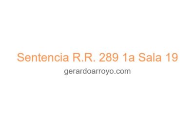 Sentencia R.R. 289 1a Sala 19