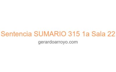Sentencia SUMARIO 315 1a Sala 22