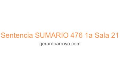 Sentencia SUMARIO 476 1a Sala 21