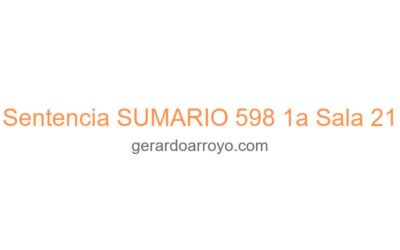 Sentencia SUMARIO 598 1a Sala 21