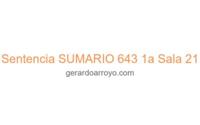 Sentencia SUMARIO 643 1a Sala 21