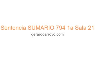 Sentencia SUMARIO 794 1a Sala 21