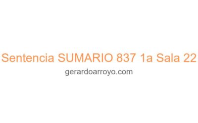 Sentencia SUMARIO 837 1a Sala 22