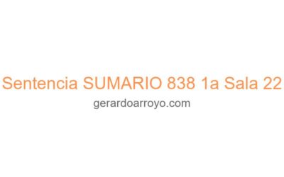 Sentencia SUMARIO 838 1a Sala 22