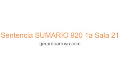 Sentencia SUMARIO 920 1a Sala 21
