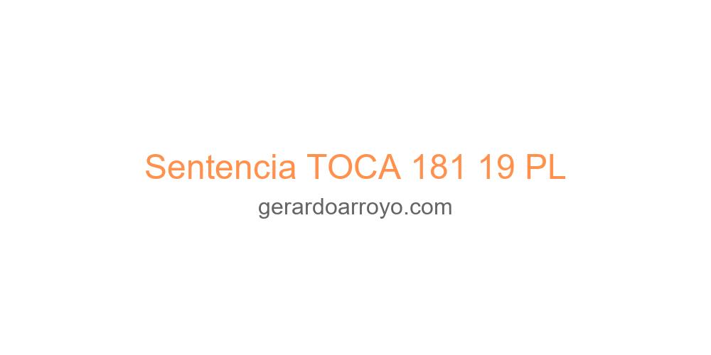 Sentencia TOCA 181 19 PL