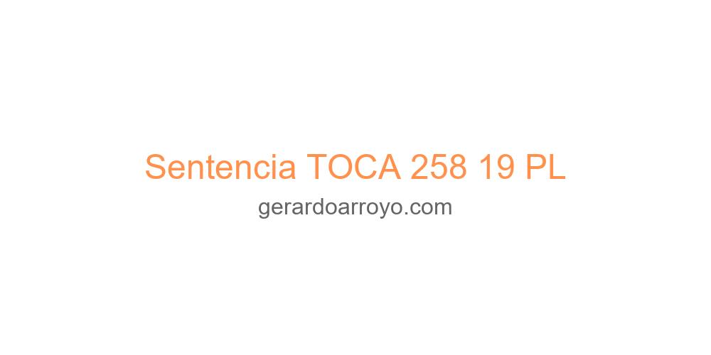Sentencia TOCA 258 19 PL