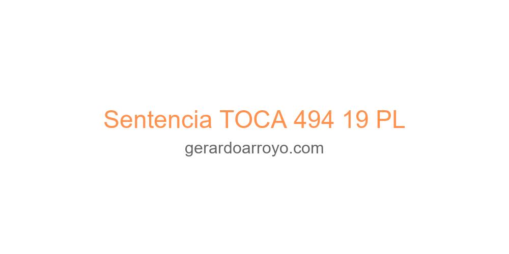 Sentencia TOCA 494 19 PL