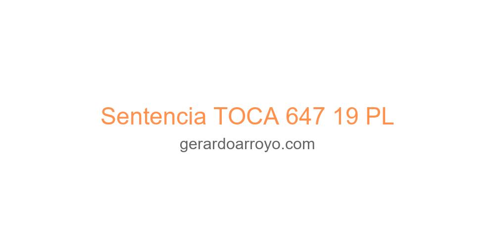 Sentencia TOCA 647 19 PL