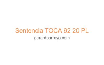 Sentencia TOCA 92 20 PL