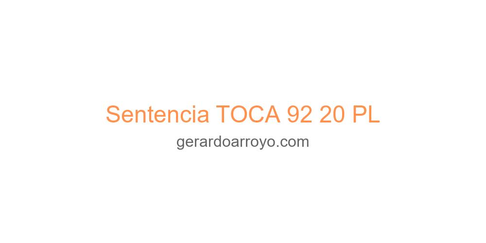 Sentencia TOCA 92 20 PL
