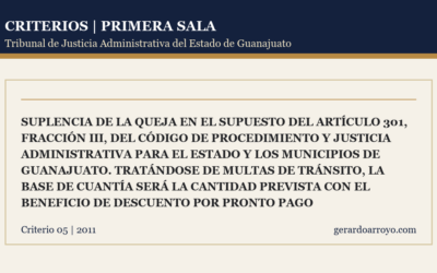Suplencia De La Queja En El Supuesto Del Artículo 301, Fracción Iii, Del Código De Procedimiento Y Justicia Administrativa Para El Estado Y Los Municipios De Guanajuato. Tratándose De Multas De Tránsito, La Base De Cuantía Será La Cantidad Prevista Con El Beneficio De Descuento Por Pronto Pago