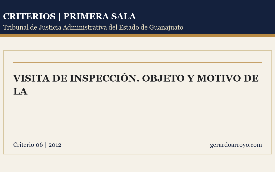 Visita De Inspección. Objeto Y Motivo De La