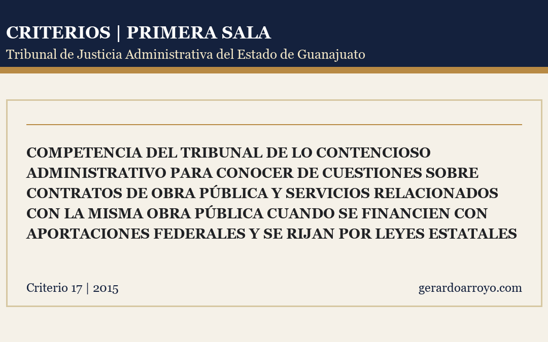 Competencia Del Tribunal De Lo Contencioso Administrativo Para Conocer De Cuestiones Sobre Contratos De Obra Pública Y Servicios Relacionados Con La Misma Obra Pública Cuando Se Financien Con Aportaciones Federales Y Se Rijan Por Leyes Estatales