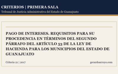 Pago De Intereses. Requisitos Para Su Procedencia En Términos Del Segundo Párrafo Del Artículo 53 De La Ley De Hacienda Para Los Municipios Del Estado De Guanajuato