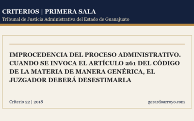 Improcedencia Del Proceso Administrativo. Cuando Se Invoca El Artículo 261 Del Código De La Materia De Manera Genérica, El Juzgador Deberá Desestimarla