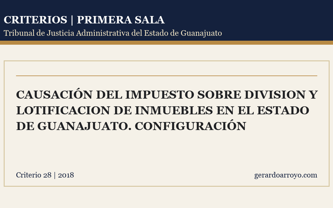 Causación Del Impuesto Sobre Division Y Lotificacion De Inmuebles En El Estado De Guanajuato. Configuración