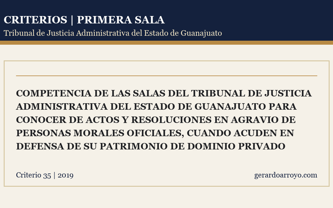 Competencia De Las Salas Del Tribunal De Justicia Administrativa Del Estado De Guanajuato Para Conocer De Actos Y Resoluciones En Agravio De Personas Morales Oficiales, Cuando Acuden En Defensa De Su Patrimonio De Dominio Privado