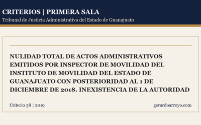 Nulidad Total De Actos Administrativos Emitidos Por Inspector De Movilidad Del Instituto De Movilidad Del Estado De Guanajuato Con Posterioridad Al 1 De Diciembre De 2018. Inexistencia De La Autoridad