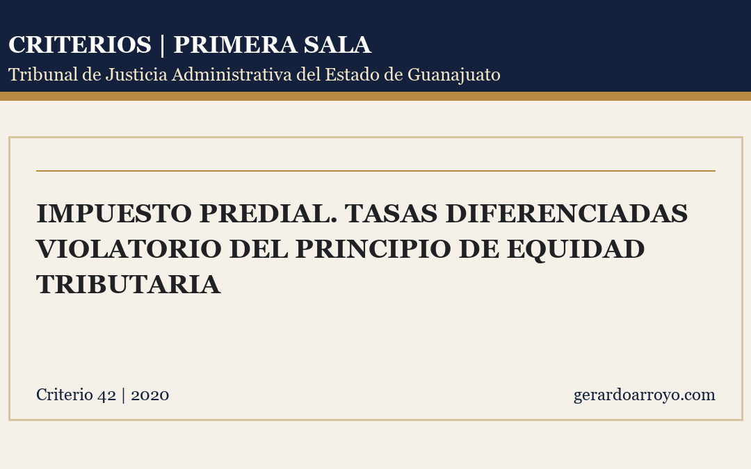 Impuesto Predial. Tasas Diferenciadas Violatorio Del Principio De Equidad Tributaria