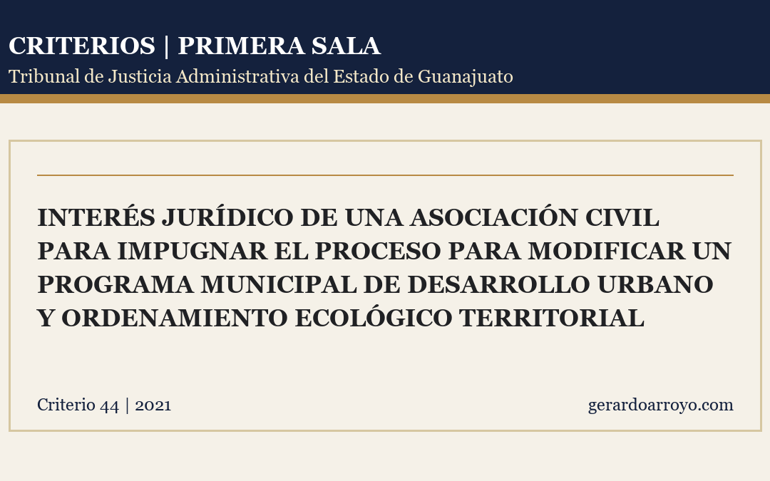 Interés Jurídico De Una Asociación Civil Para Impugnar El Proceso Para Modificar Un Programa Municipal De Desarrollo Urbano Y Ordenamiento Ecológico Territorial