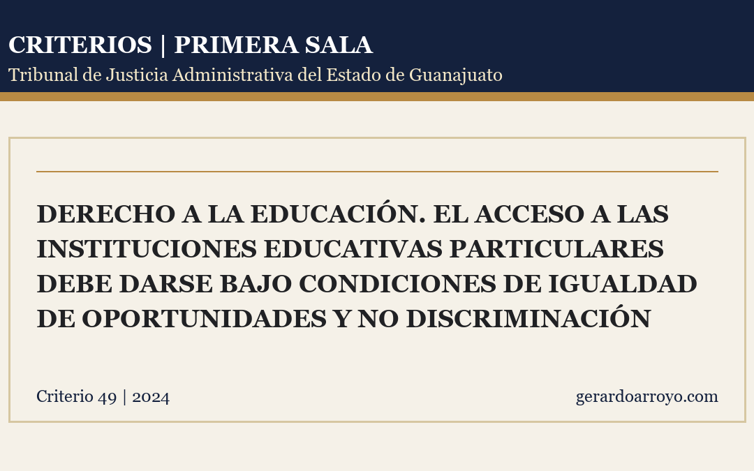Derecho A La Educación. El Acceso A Las Instituciones Educativas Particulares Debe Darse Bajo Condiciones De Igualdad De Oportunidades Y No Discriminación